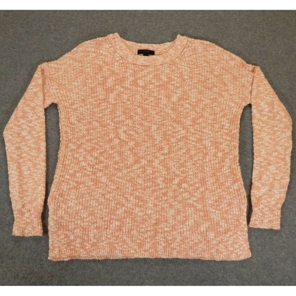 J Crew Womens Sweater XXS Pink White Cotton Spring Pastel Ribbed Chunky Knit